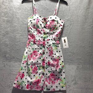 Purple Snow Juniors Mini Dress Size M – Polka Dot & Floral Print – NWT